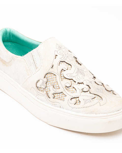 Image #1 - Corral Women's Embroidered Glitter Inlay Sneakers, White, hi-res