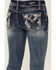 Image #2 - Grace in LA Girls' Medium Wash Paisley Embroidered Faux Flap Pocket Bootcut Stretch Denim Jeans, Medium Wash, hi-res