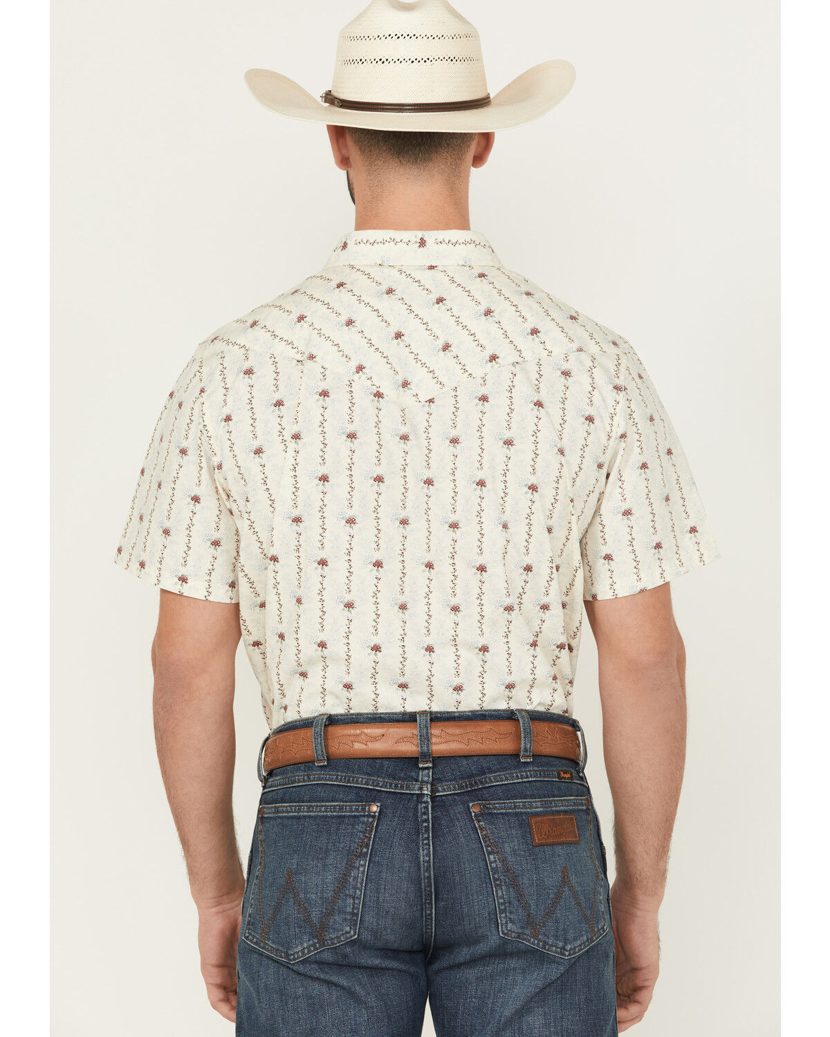 Image #4 - Gibson Trading Co Men's Flower Field Floral Stripe Short Sleeve Snap Stretch Western Shirt, Ivory, hi-res