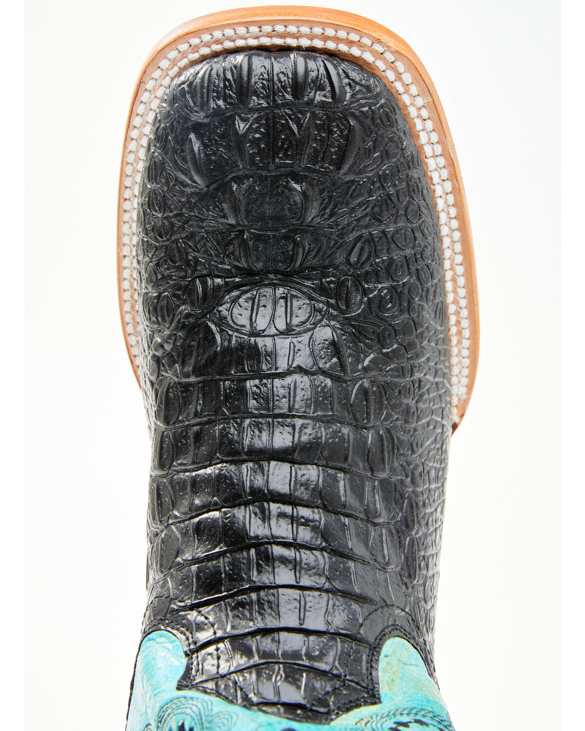 Image #6 - Ferrini Women's Black Caiman Print Western Boots - Square Toe, Black, hi-res
