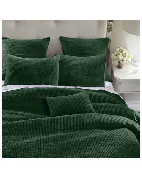 Image #1 - HiEnd Accents Emerald Stonewashed Cotton & Velvet 3-Piece Full/Queen Quilt Set , Green, hi-res