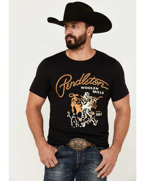 Pendleton Men's Steer Rodeo Short Sleeve Graphic T-Shirt , Charcoal, hi-res