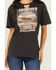 Image #3 - Youth in Revolt Women's Cutout Neck Long Horn Ranch Graphic Tee, Dark Grey, hi-res