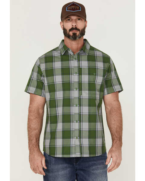 Brothers & Sons Men's Performance Large Plaid Short Sleeve Button-Down Western Shirt , Kelly Green, hi-res