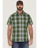 Image #1 - Brothers and Sons Men's Performance Large Plaid Short Sleeve Button-Down Western Shirt , Kelly Green, hi-res