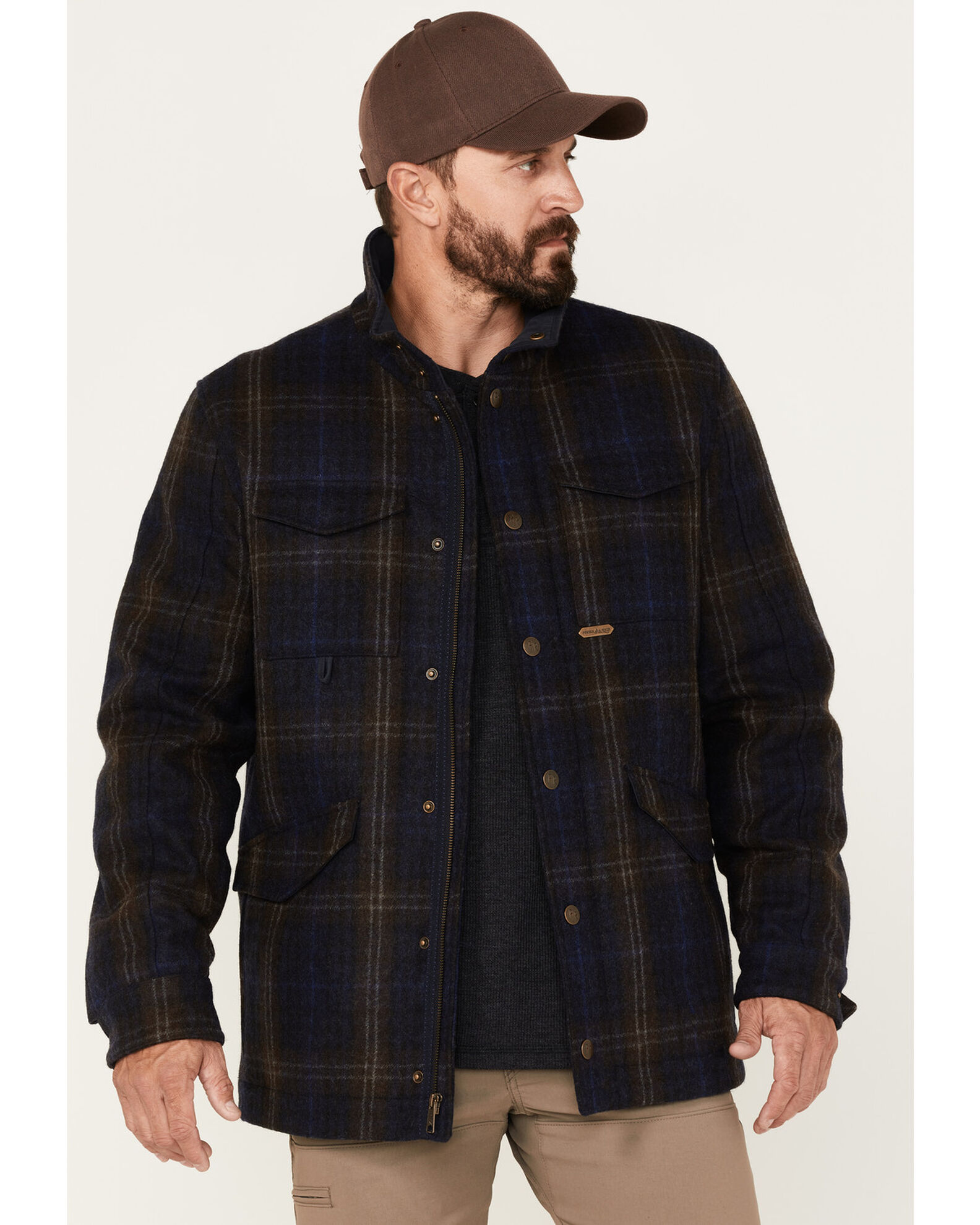 Panhandle Slim® Men's Wool Plaid Snap Front Commander Jacket