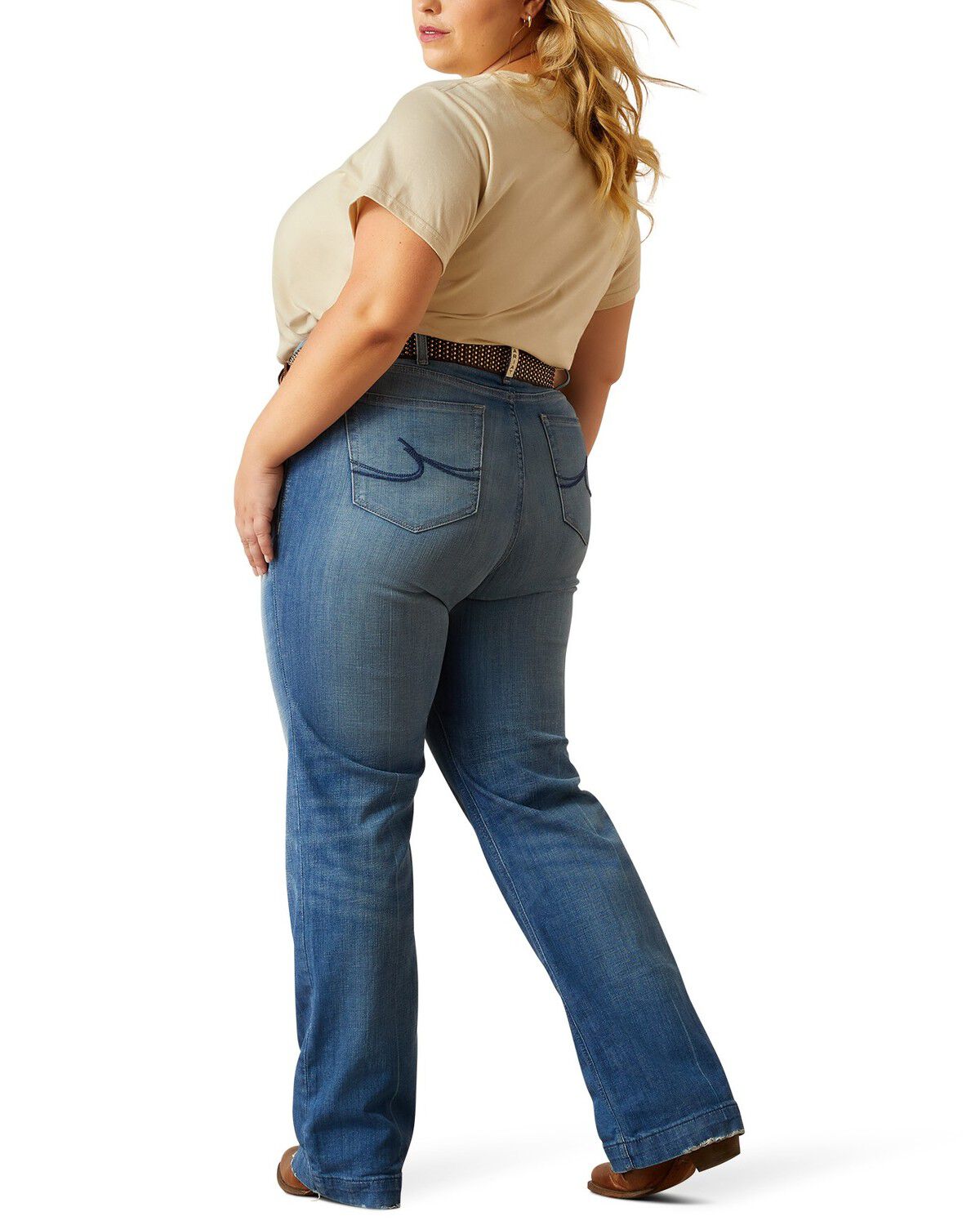 Image #1 - Ariat Women's Elaina Medium Wash High Rise Slim Trouser Stretch Denim Jeans - Plus, Medium Wash, hi-res