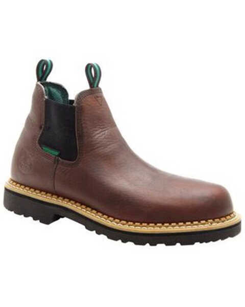 Image #1 - Georgia Boot Men's Romeo Waterproof Slip-On Work Shoes - Round Toe, Brown, hi-res