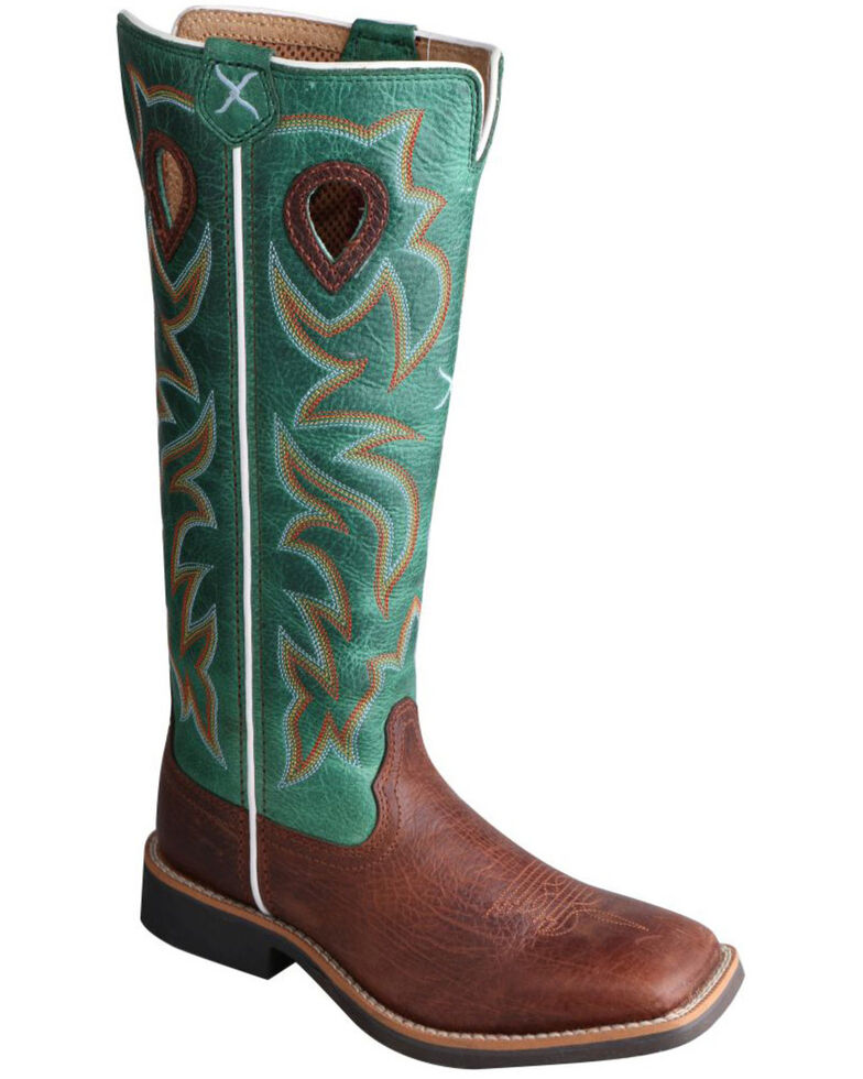 Twisted X Youth Boys' Turquoise Buckaroo Cowboy Boots - Square Toe, Cognac, hi-res