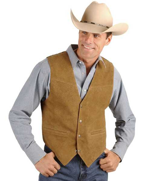 Image #1 - Scully Men's Suede Leather Vest, Brown, hi-res