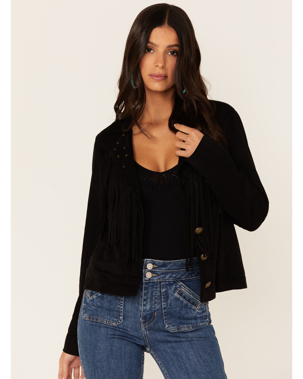 suede jacket black womens