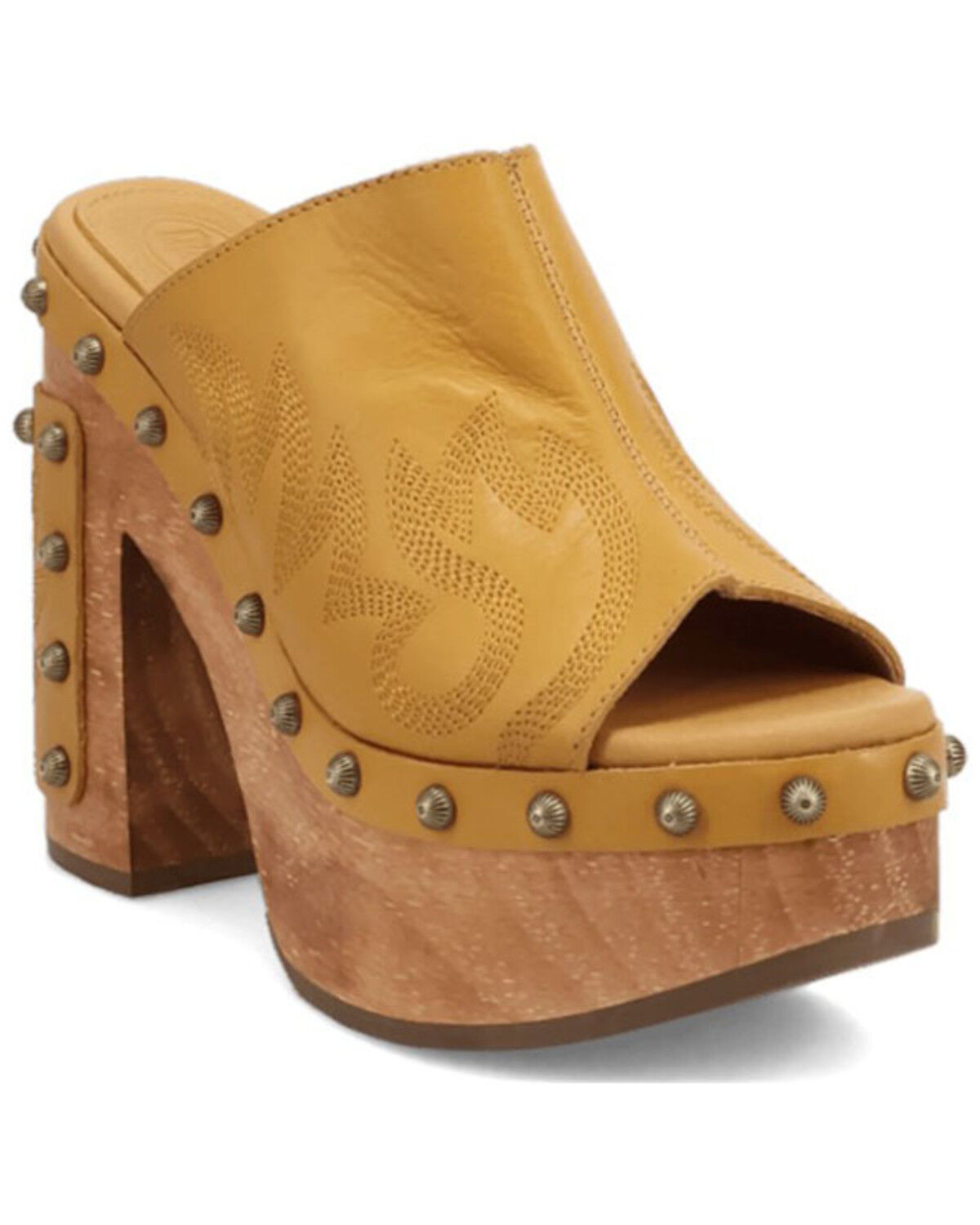 Image #1 - Dingo Women's Free Spirit Wooden Sandals, Mustard, hi-res