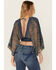 Image #4 - Beyond The Radar Women's Paisley Print Mesh Long Sleeve Top, Blue, hi-res