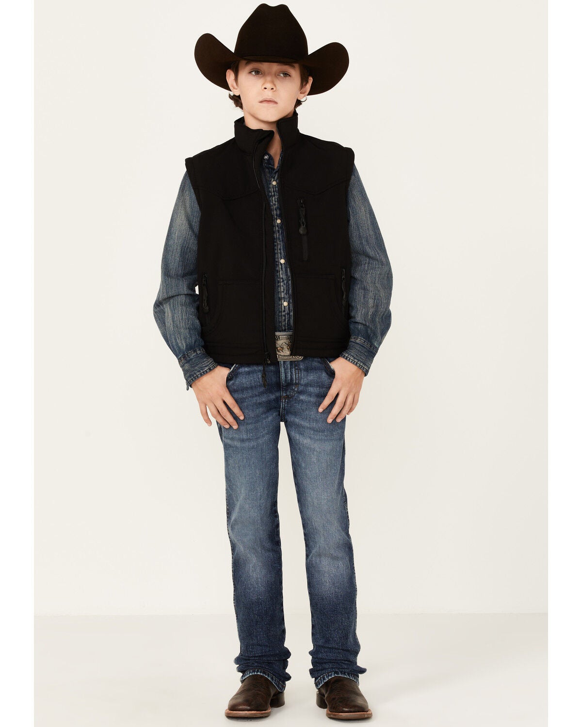 Image #4 - STS Ranchwear Boys' Black Youth Barrier Softshell Vest , , hi-res