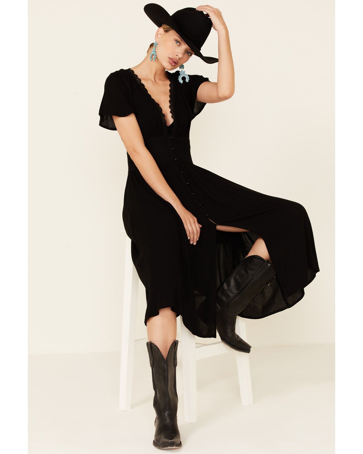 Image #1 - Beyond The Radar Women's Lace Button Dress, , hi-res