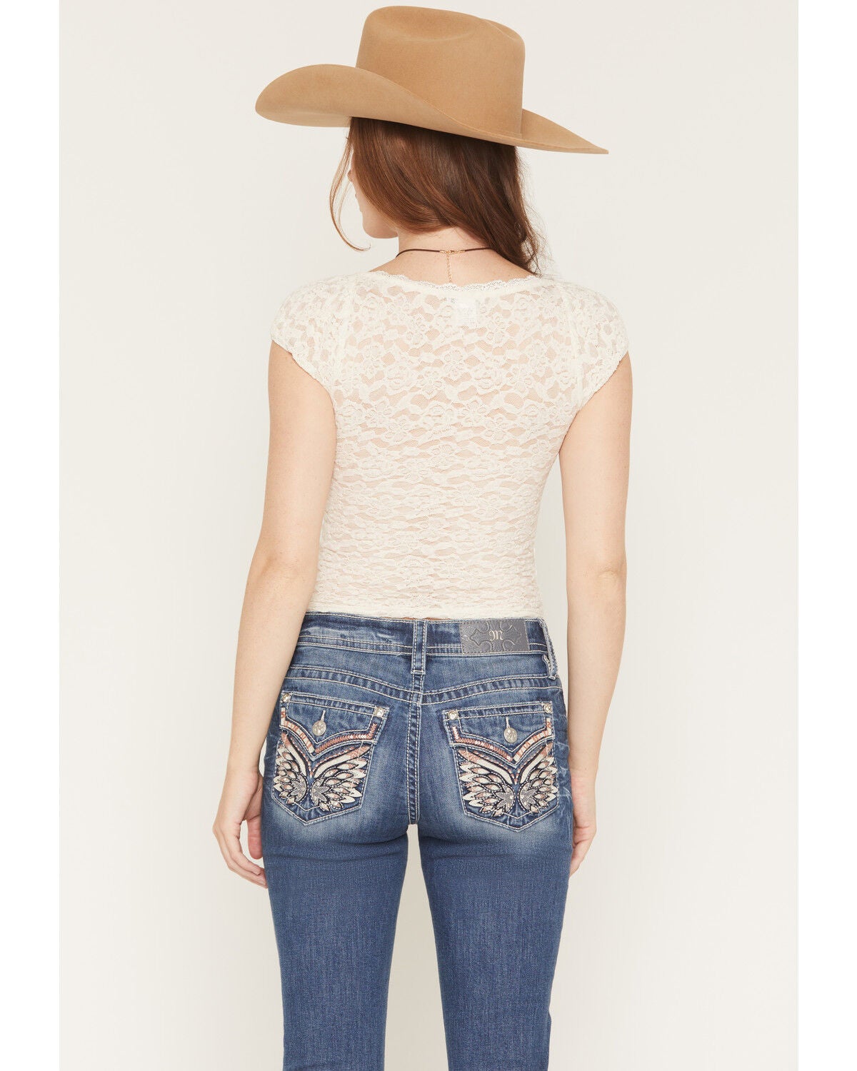 Image #4 - Wild Moss Women's Sheer Lace Short Sleeve Top, White, hi-res