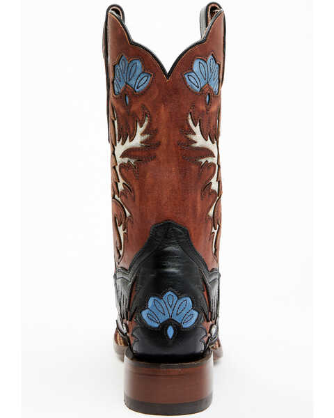 Image #5 - Dan Post Women's Tamarind Floral Leather Western Boots - Broad Square Toe, Black, hi-res