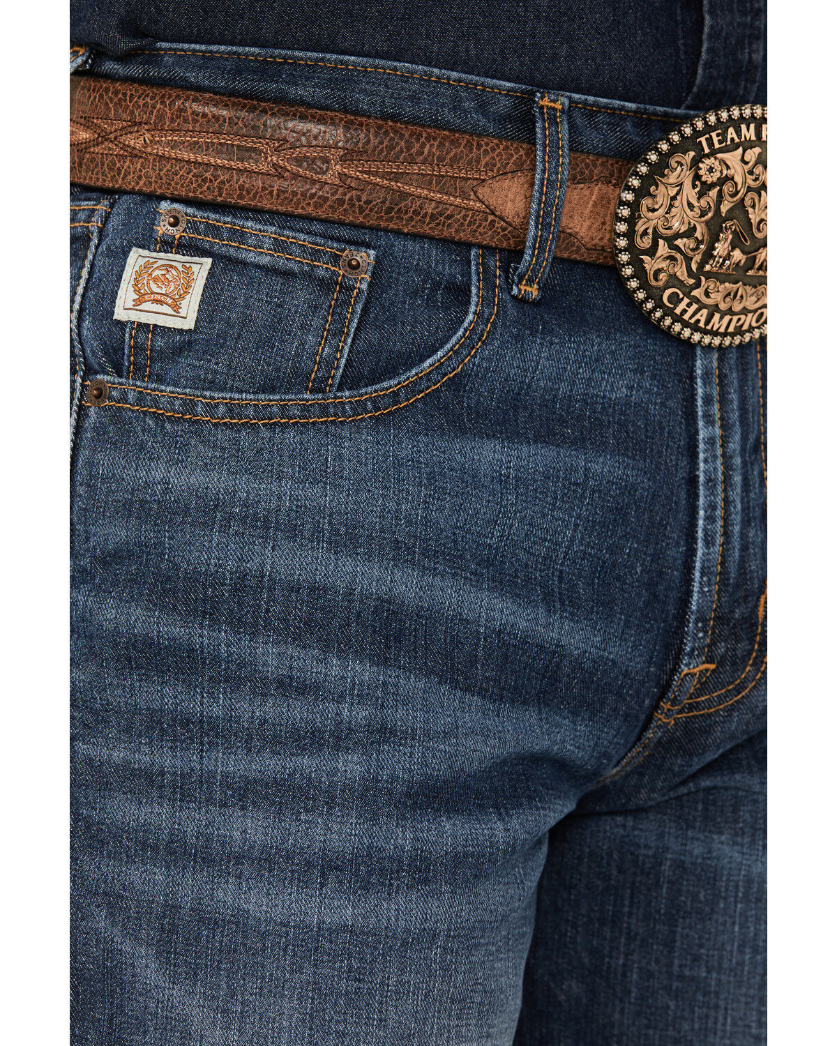 Image #2 - Cinch Men's Fastback Stonewash Original Loose Taper Rigid Denim Jeans, Indigo, hi-res