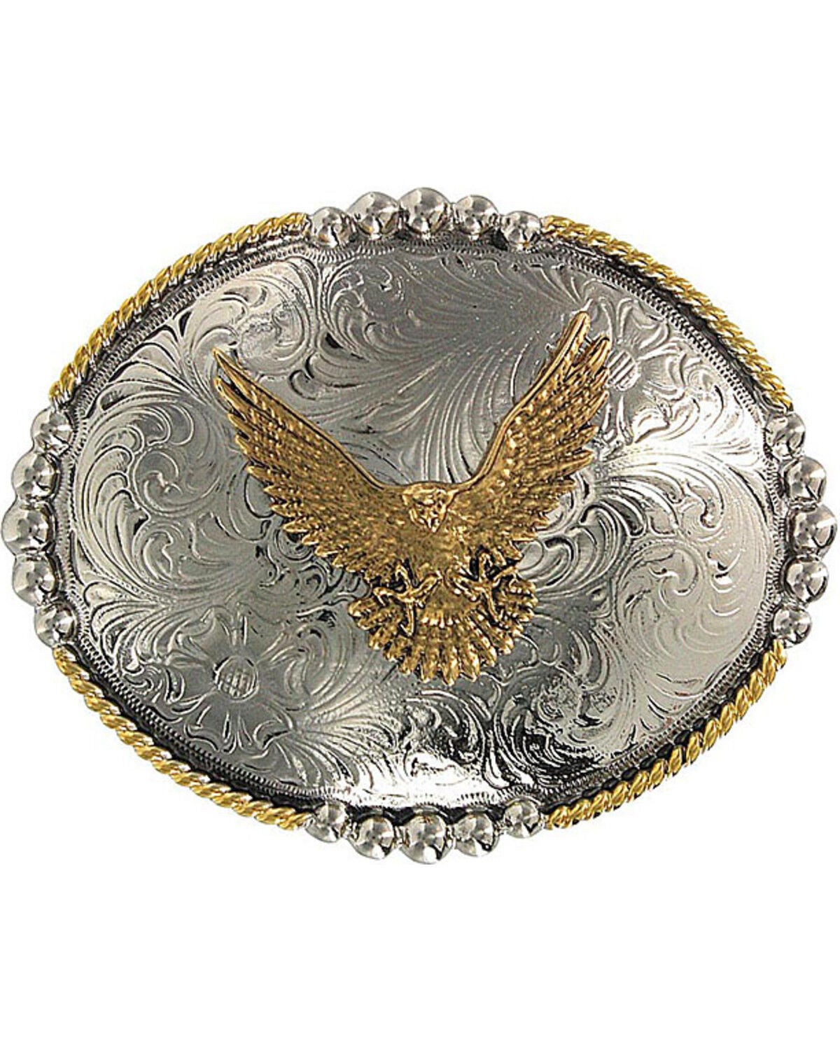 Cody James Men's Oval Eagle Belt Buckle, Silver, hi-res