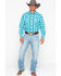 Image #6 - Rock & Roll Denim Men's Poplin Plaid Print Snap Long Sleeve Western Shirt, Blue, hi-res