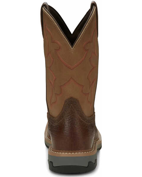 Image #4 - Justin Men's Carbide Western Work Boots - Soft Toe, Brown, hi-res