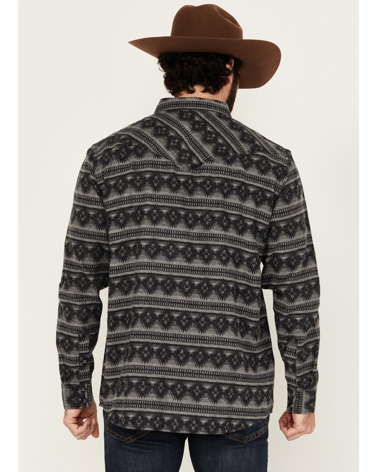 Image #4 - Moonshine Spirit&reg; Men's Smoke Signal Southwestern Striped Long Sleeve Snap Western Shirt, Grey, hi-res