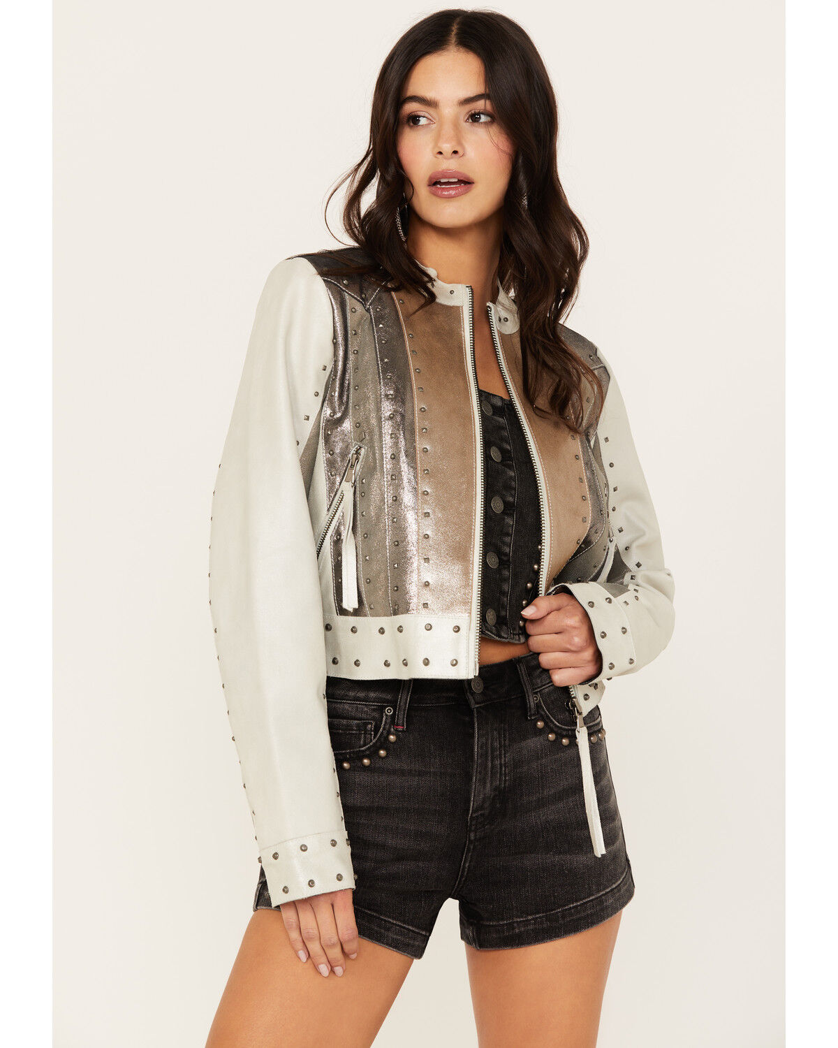Image #2 - Idyllwind Women's Desert Bloom Metallic Thunderbird Jacket, Cherry, hi-res