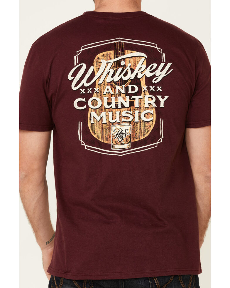 Moonshine Spirit Men's Whiskey & Country Music Graphic Short Sleeve T-Shirt , Maroon, hi-res