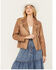 Image #1 - Cripple Creek Women's Asymmetric Front Studded Back Leather Jacket, Copper, hi-res