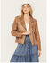 Image #1 - Cripple Creek Women's Asymmetric Front Studded Back Leather Jacket , Copper, hi-res