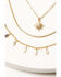 Image #2 - Shyanne Women's 3-piece Starburst & Dangle Charm Gold Layered Necklace Set, Gold, hi-res