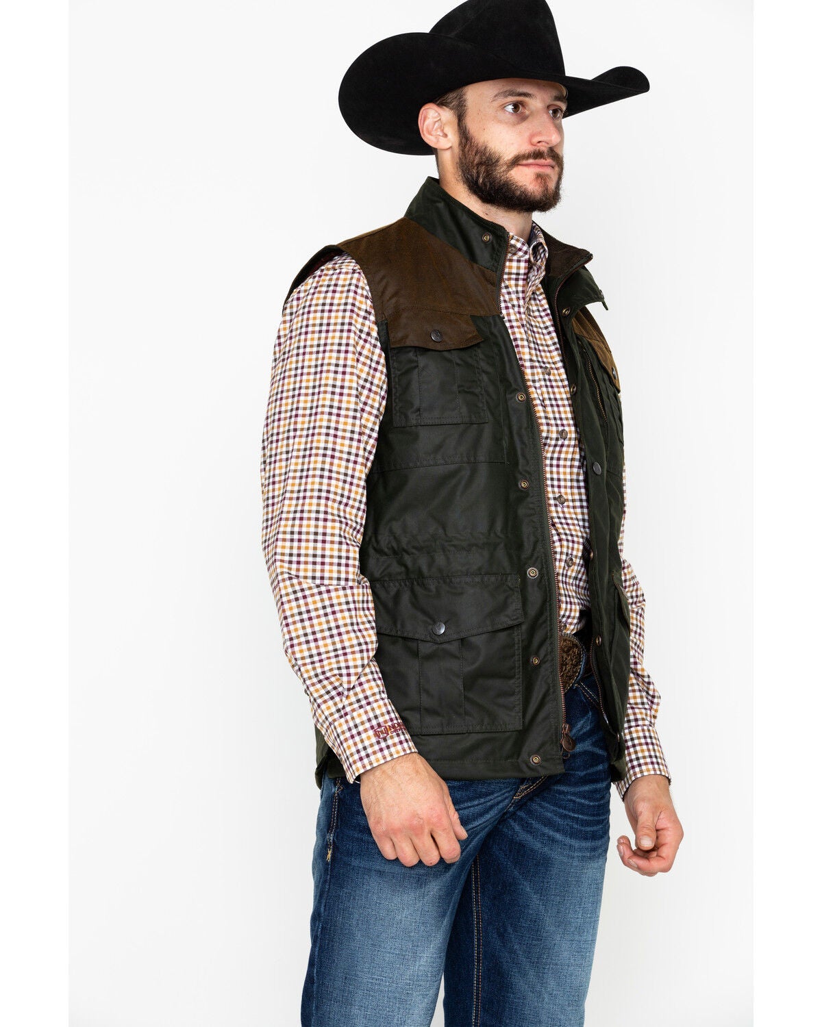 Outback Trading Co. Men's Brant Oil Dual Entry Vest, Olive, hi-res