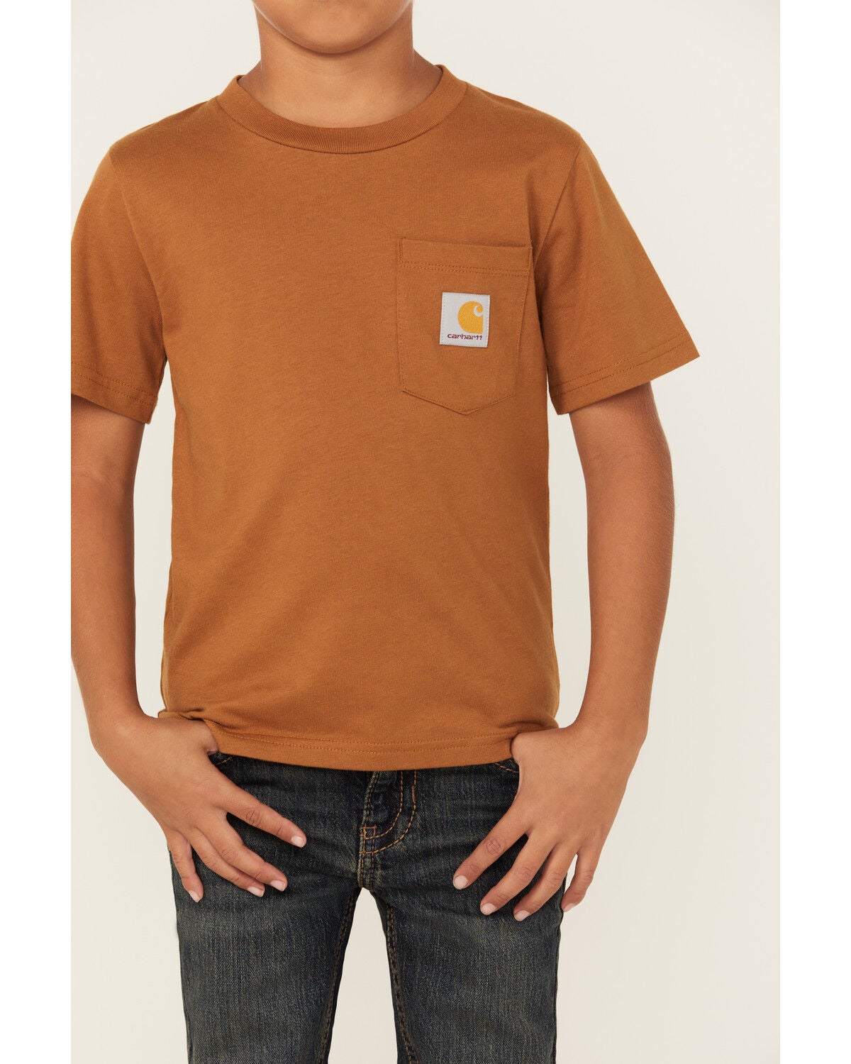 Image #3 - Carhartt Little Boys' Logo Short Sleeve Pocket T-Shirt, Medium Brown, hi-res