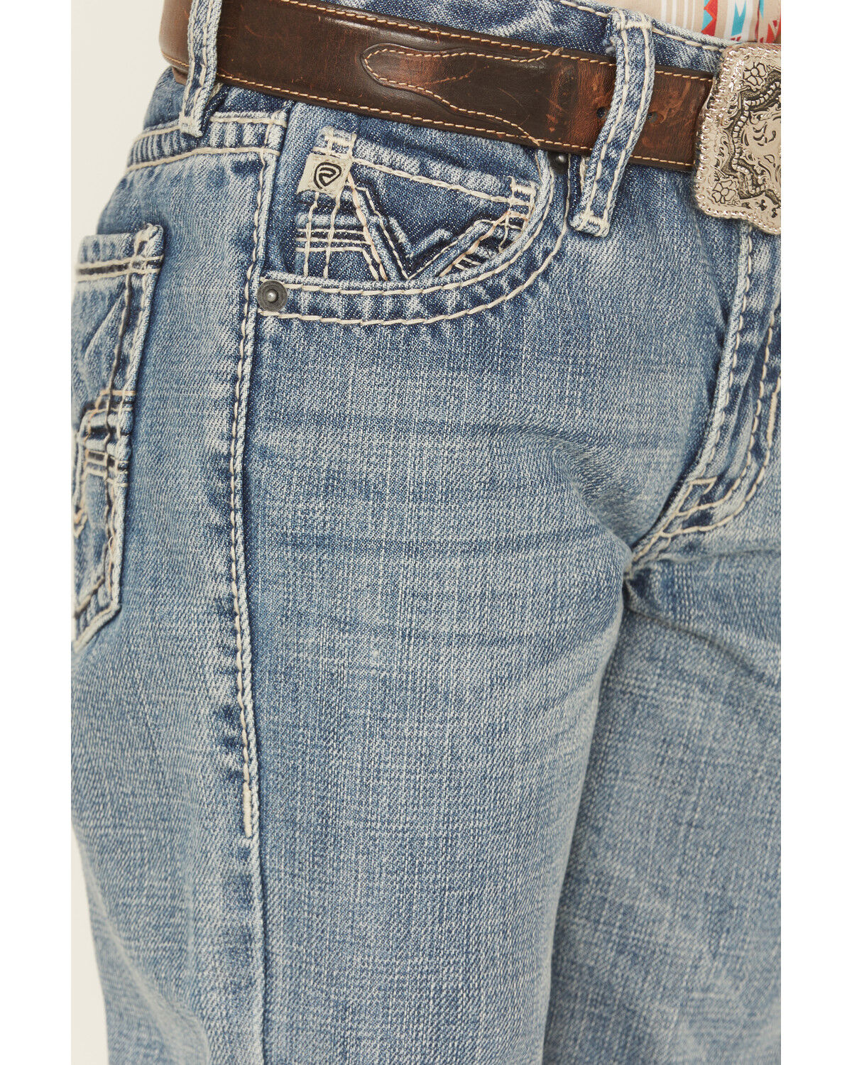 Image #4 - Rock & Roll Denim Boys' Light Wash Raised Bootcut Denim Jeans, Light Blue, hi-res