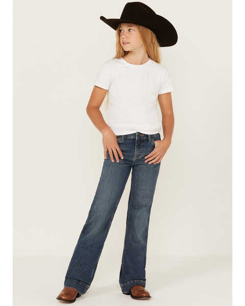 Wrangler Girls' Lindsey Medium Wash Stretch Trouser Jeans , Medium Wash, hi-res