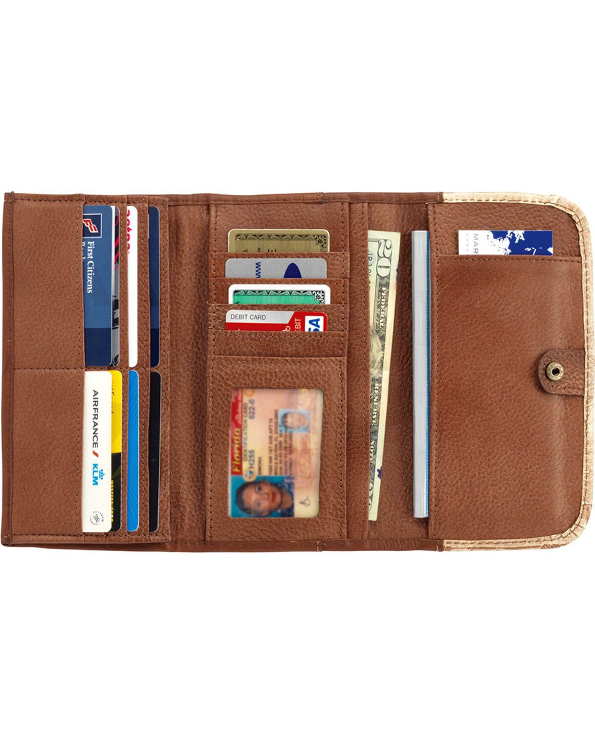 Image #2 - American West Mohave Canyon Ladies' Chestnut Brown Tri-Fold Wallet, Chestnut, hi-res