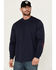 Image #5 - Hawx Men's Long Sleeve Knit Solid Logo Long Sleeve Work T-Shirt, Navy, hi-res