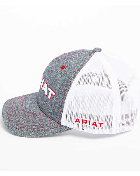 Ariat Men's Embroidered Logo Trucker Cap, Grey, hi-res
