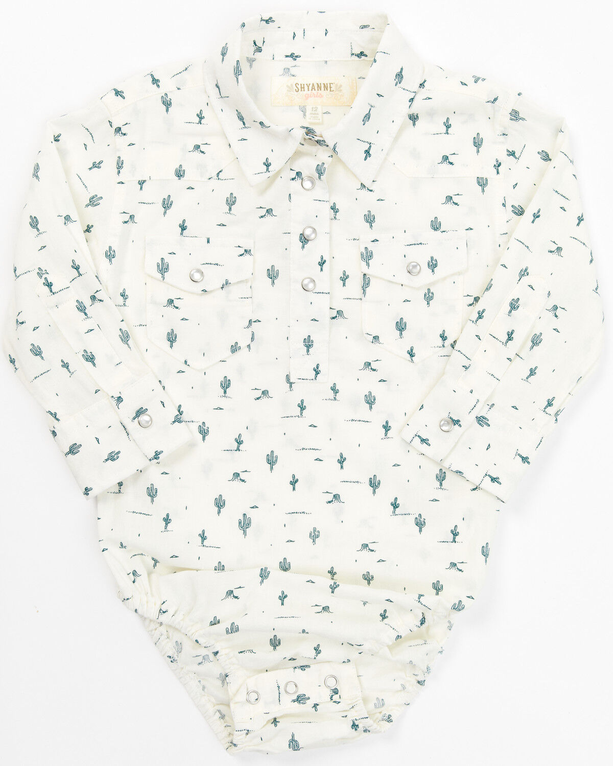 Image #1 - Shyanne Infant Girls' Cactus Long Sleeve Western Onesie, Ivory, hi-res