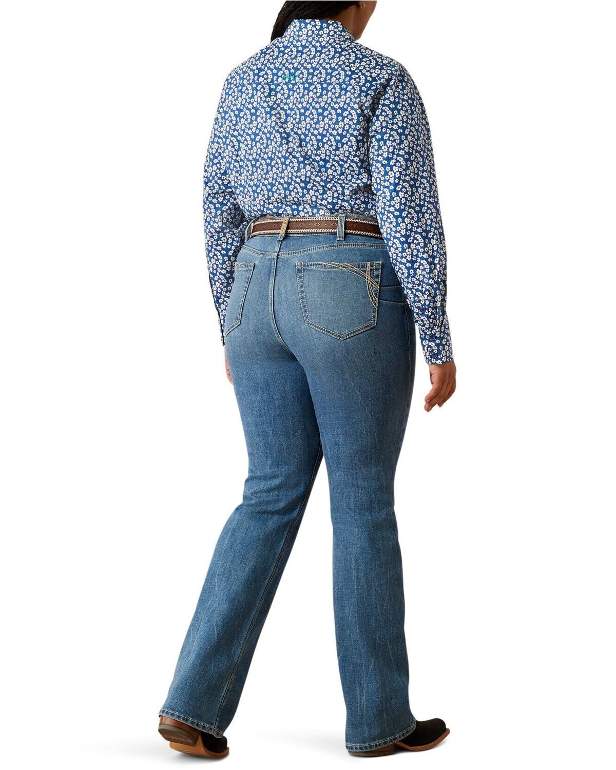 Image #1 - Ariat Women's Naz Medium Wash Perfect Rise Bootcut Stretch Denim Jeans - Plus, Medium Wash, hi-res