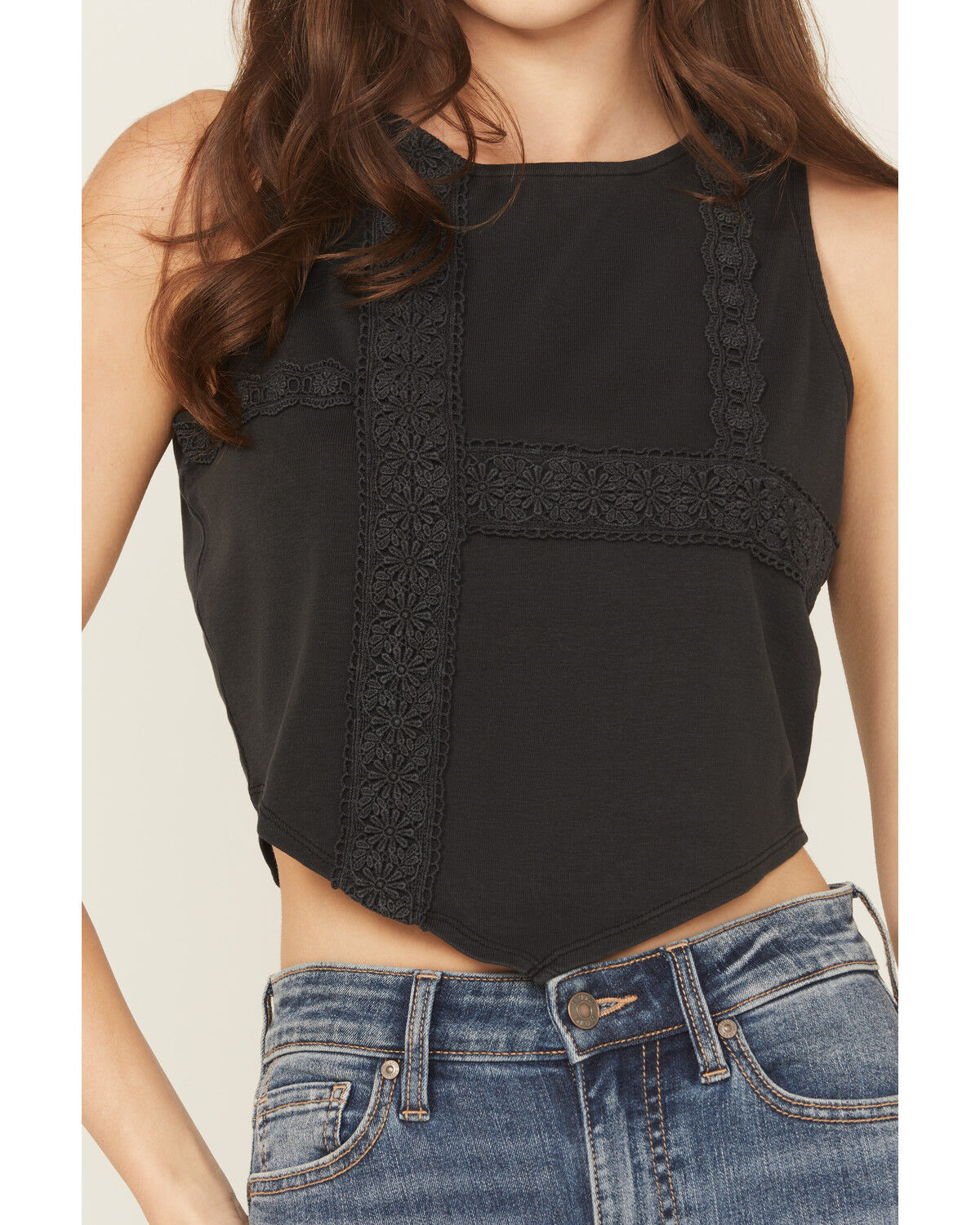 Image #3 - Originality Women's Solid Handkerchief Hem Tank Top, Black, hi-res