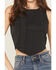 Image #3 - Originality Women's Solid Handkerchief Hem Tank Top, Black, hi-res