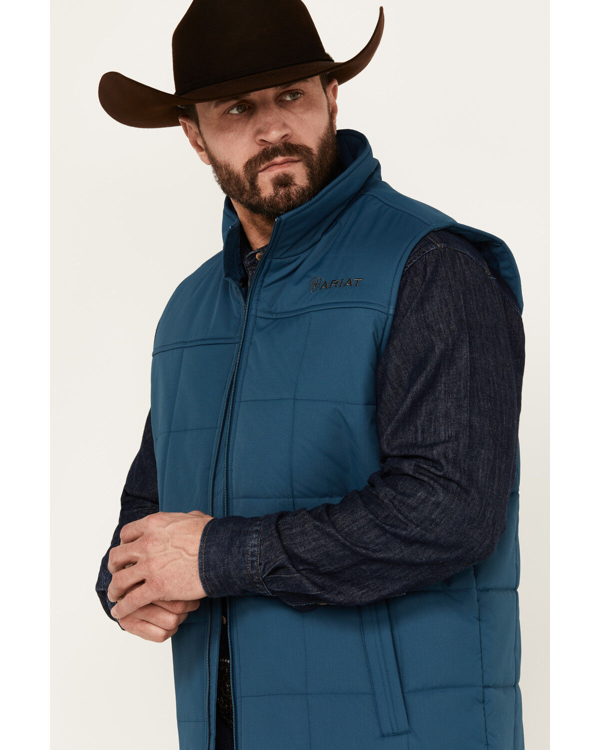 Image #2 - Ariat Men's Crius Solid Insulated Vest, Teal, hi-res