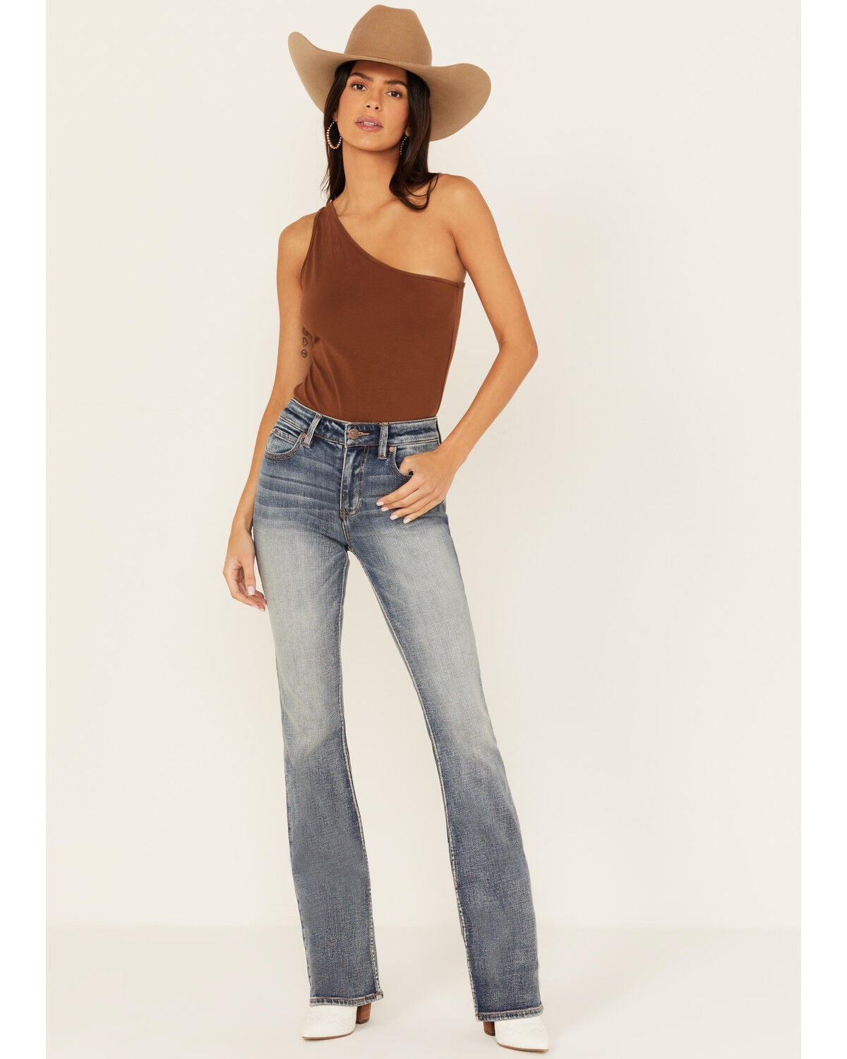 Shyanne Women's Aria Mid Rise Bootcut Stretch Denim Jeans,