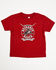 Image #1 - Cowboy Hardware Toddler Boys' Buckaroo Ranch Short Sleeve Graphic T-Shirt, Red, hi-res