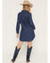 Image #4 - Wrangler Women's Dark Wash Long Sleeve Western Denim Mini Shirt Dress, Dark Wash, hi-res