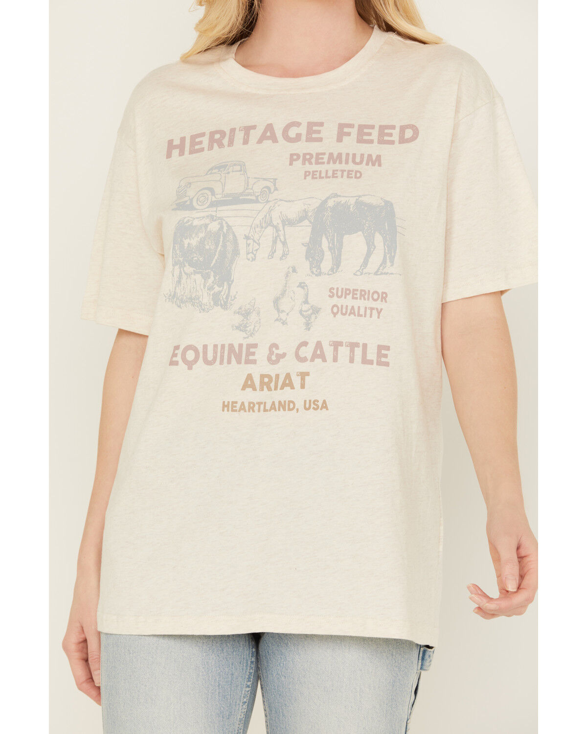 Image #3 - Ariat Women's Feed Short Sleeve Graphic Tee, Oatmeal, hi-res