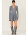 Image #2 - Free People Women's All Yours Long Sleeve Mini Dress, Light Blue, hi-res