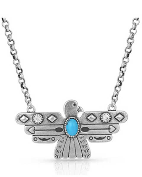 Montana Silversmiths Women's Rising Above Thunderbird Turquoise Necklace, Silver, hi-res