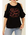 Image #3 - White Crow Women's I'll Drink To That Graphic Short Sleeve Cold Shoulder Top , Black, hi-res